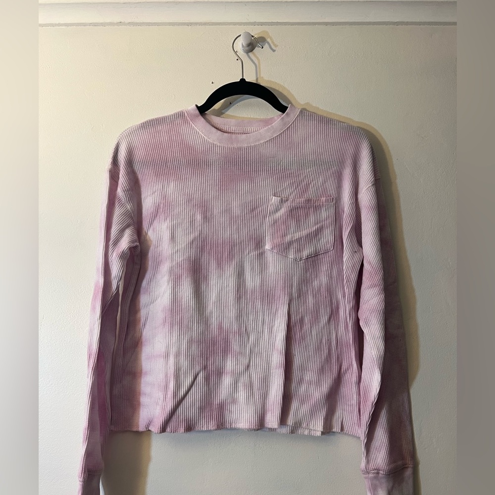 NWOT pink tie dye waffle knit thermal